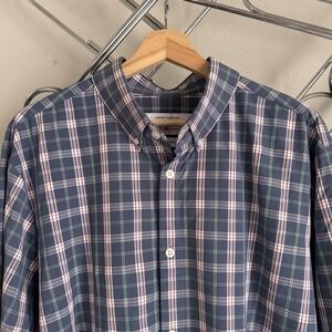 Mizzen Main Leeward Shirt Men's 2XL Standard Plaid Blue Red Polyester Spandex